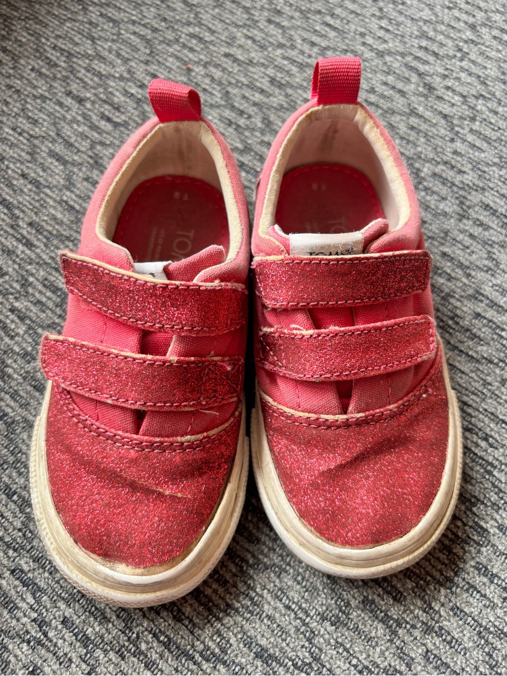 Toms Kids Red Glitter Hook-and-Loop Sneakers